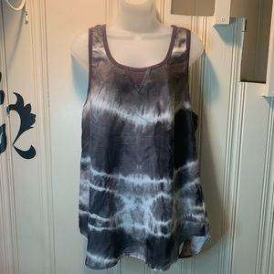 Sparkle & Fade tie-dye gray black racerback tank L